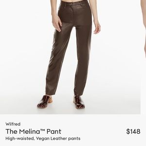 Aritzia high waisted vegan leather pants in mocha brown.